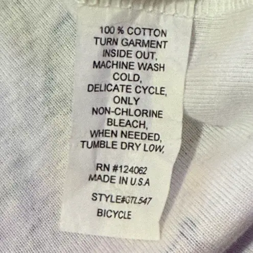 Cactus Vintage Brand Lace Sleeve Blouse Top Floral Bicycle Print Lettuce Hem Med