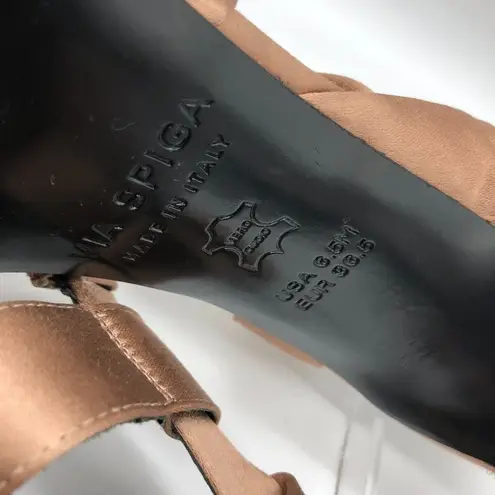 via spiga Jett Sandals Heels Strappy Satin Slip On Brown Open Toe Size 6.5