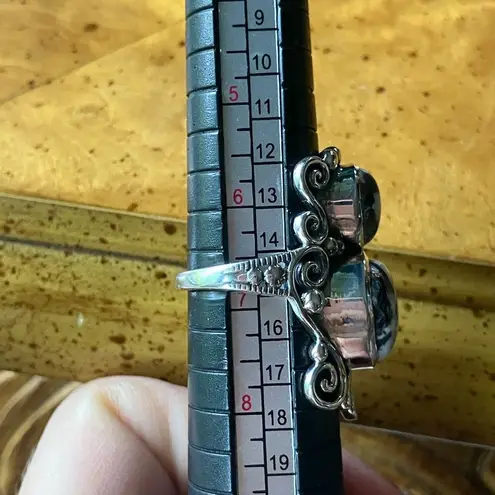 Artistic White Buffalo Sterling Silver Feather Ring Size 6.75 Black