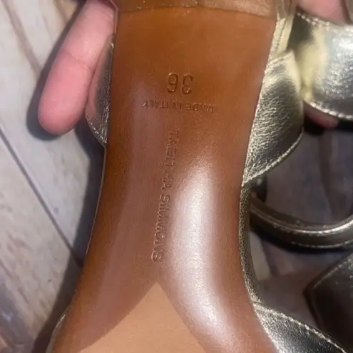 Tabitha Simmons Aimee Ankle Wrap Sandal in Gold Size 36 US 5.5 NWOT