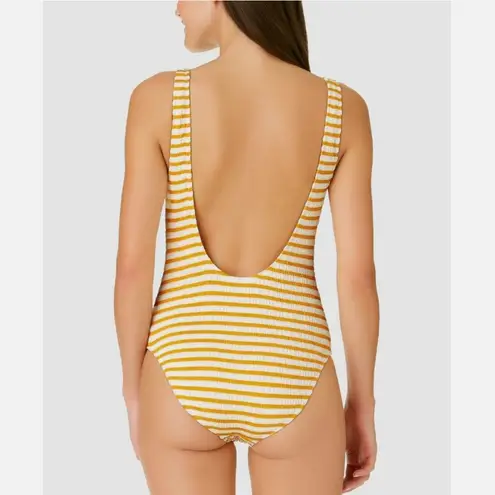 California Waves Women's Yellow Textured Grommet One-Piece Swimsuit Size L