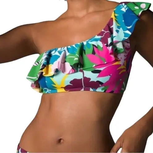 Bleu Rod Beattie New! On A Brighter Note Ruffle One Shoulder Swim Top