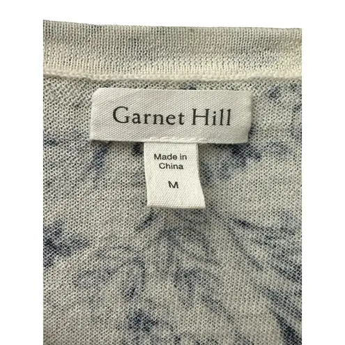 Garnet Hill Women's Size Medium White Blue Paisley Knit Sweater 100% Wool #HH4-3
