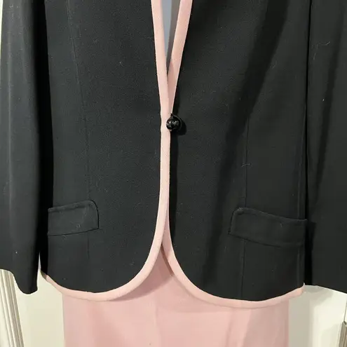Andre Laug Size 10 2 Piece Suit Designer Black Pink Trim Single Buttons Designer