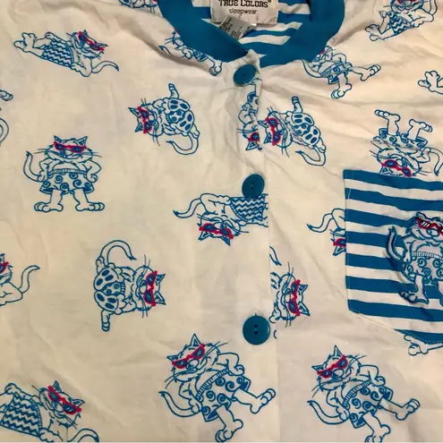 Vintage True Colors Sleepwear AOP All Over Pattern Cat Romper Pajamas size M Multiple Size M