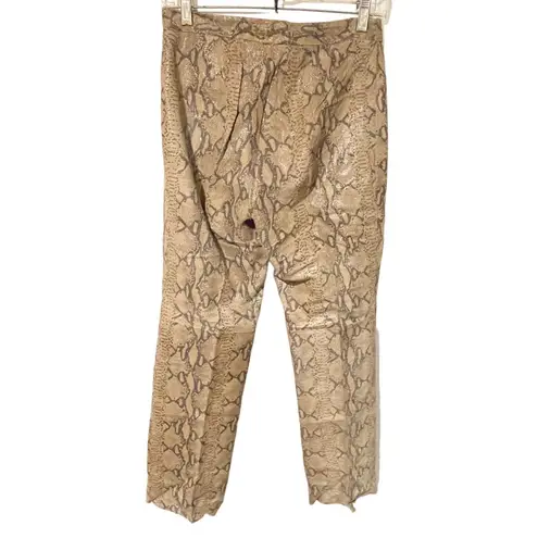 INC International Concepts Size 4 Petite 100% Leather Snake Skin Print Animal Tan