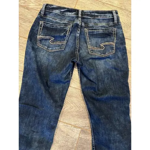 Silver Jeans Suki Capri Cropped jeans size 28 x 22.5 Stretch Distressed Denim