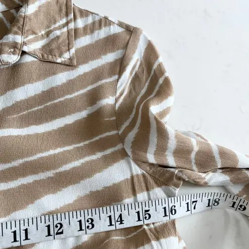 Habitual Talia Gardenia Zebra Print Beige White Tie Waist Shirt Dress Size XS