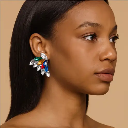 Vintage FA Vibrant Blue and Red Crystal Clip