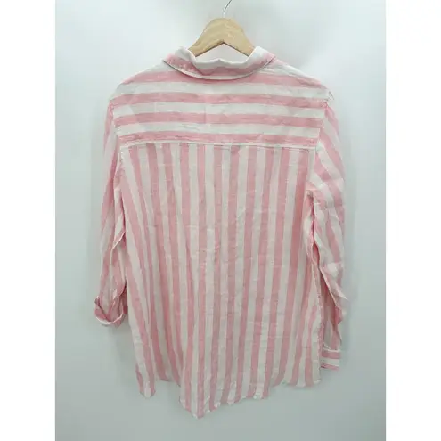 C&C California  Red White Striped 100% Linen Shirt Women's Size Large L NWT