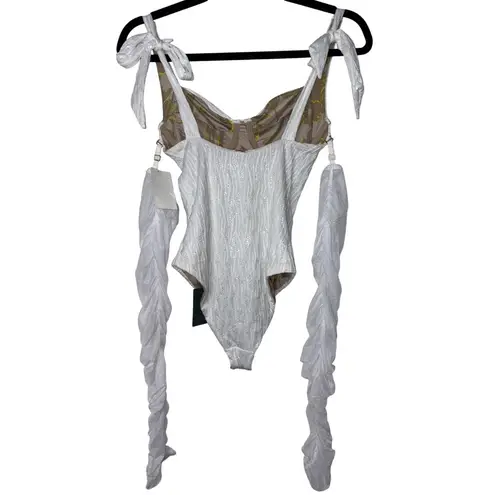 BOAMAR Millie Cheeky One Piece in White Textured Shine Medium New Bridal Swim