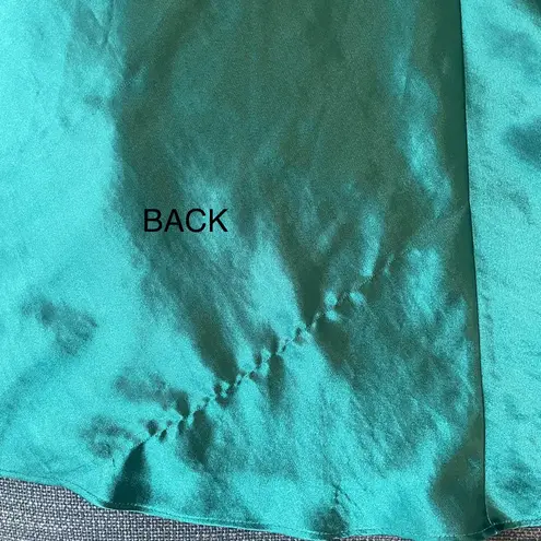 Emerald Green Satin Midi Slip Dress Lace Vintage Size Medium Lingerie Nightie