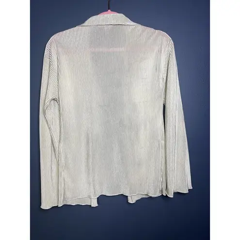 VTG Itzy Open Cardigan Shimmery Silver Ribbed Y2K Coquette Layering Top Womens