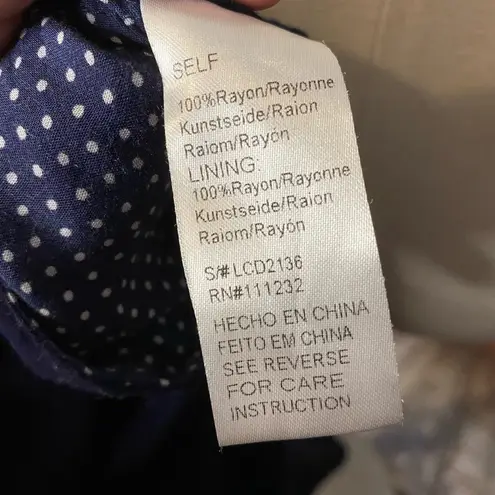 Love Sadie Navy Blue White Polka Dot Short Sleeve Asymmetrical Dress XL