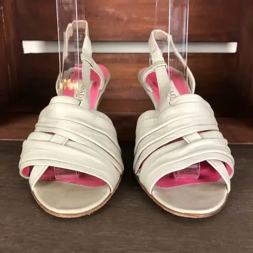 Casadei Vintage Taupe Heeled Sandals 7.5AA Narrow