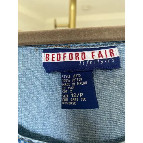 Vintage Denim Midi Jumper Dress Pockets Modest Cottagecore Prairie Western Farm Blue Size 12P