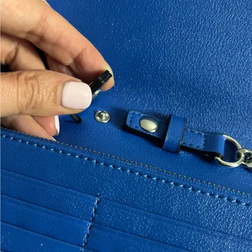 Karl Lagerfeld Paris Lourdes Blue Crossbody Bag with wristlet strap