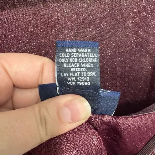 Venezia Stretch Sequin Burgundy Button Down & Tank Set 22/24 70s Disco Glam Red Size undefined