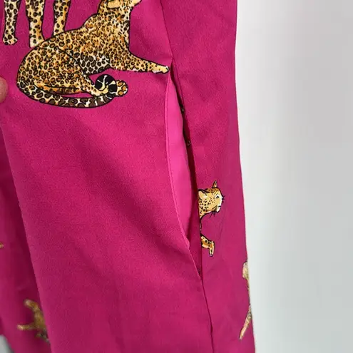 eesome Pink fuschia Mini Dress leopards cheetah Vibrant short balloon sleeve