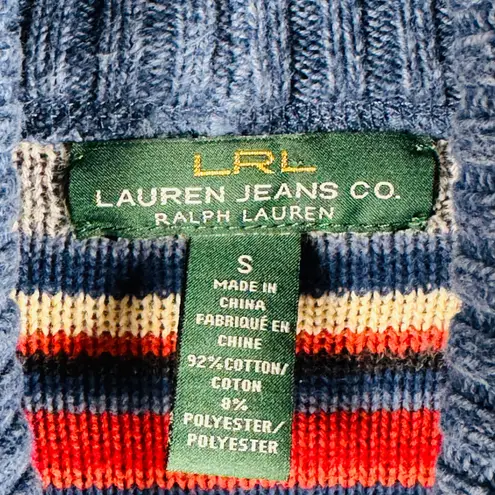 Ralph Lauren Jeans Southwestern Striped Cardigan Sweater Open Front Knit Blue S