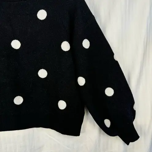 Premise Bubble Sleeve Pullover Sweater Women’s Size Medium Black White Polka Dot
