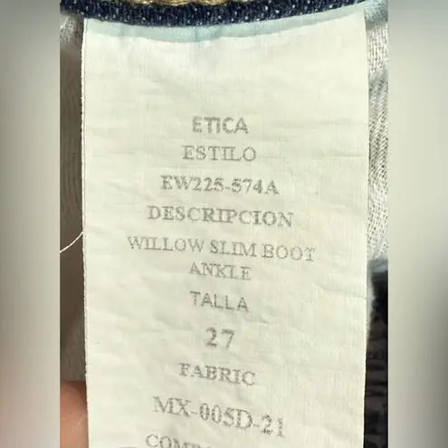 Etica Willow Slim Boot Ankle Jeans High Rise Medium Wash Sustainable Denim Sz 27 Blue