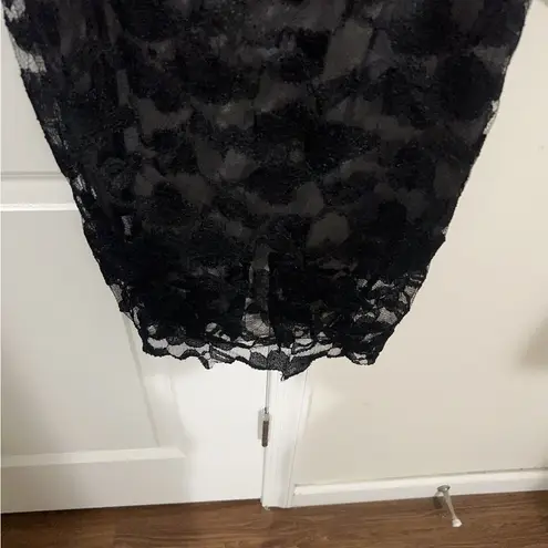 Monique Lhuillier ML Black Metallic Floral Lace Sheath Dress Size 2 US $500