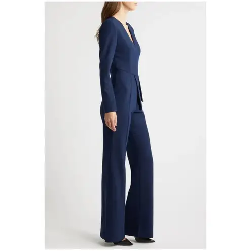 Black Halo Sinclair Skirted V-Neck Jumpsuit in Pacific Blue Size US 4 NWT