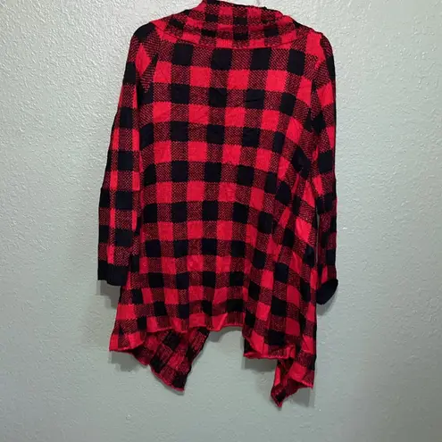 Joseph A Red Black Gingham Plaid Check Cardigan