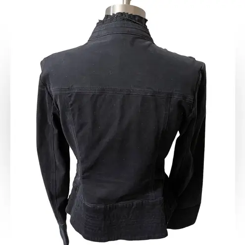 Apt. 9  Stretch Black Denim Hook Closure Jacket Size Medium