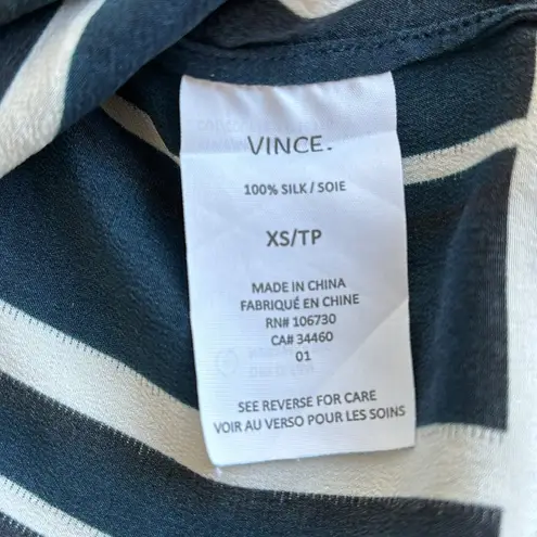 Vince . Silk Blue White Striped VNeck Mini Tunic Dress Lightweight Womens Size XS