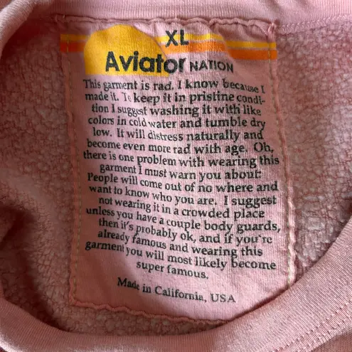 Aviator Nation Women's Heart Embroidery Relaxed Crew Sweatshirt in Pink Size XL