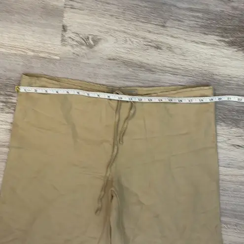 Streetwear Society 55% Linen Tan Drawstring Wide Leg Women’s Pants Size Medium