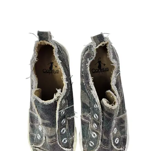 Corkys Babalu Low Top Camouflage Camo Casual Slip On Sneakers Gray Green Size 6