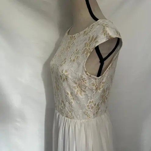 Candalate Glitter Lace Maxi Dress Sz Small Glitter Boho Fairy Flowy Ethereal Gold