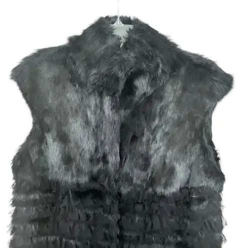 CF Charm Furs Black Rabbit Fur Cap Sleeve Vest Jacket Size Medium