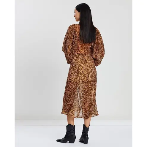 C/MEO COLLECTIVE Apparent Long Sleeve Dress With An All Over Abstract Animal Pri