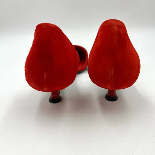 KHAITE Seville Suede d’Orsay Heels Red Pointy Toe Kitten