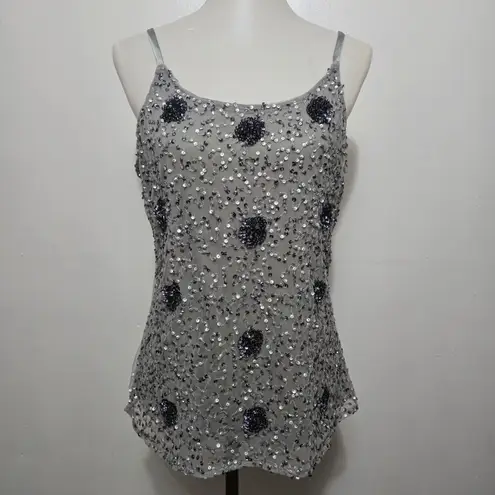 Mixit Y2K Sequin Embellished Tank Top B Beaded Detail Boho Chic L Glam