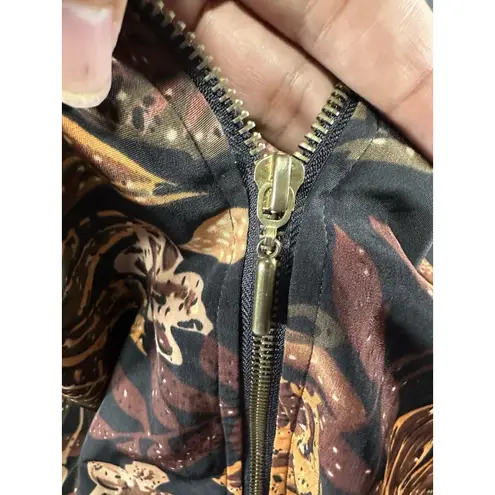 Blair Vintage 90's Earth Tone Abstract Leaf Print Windbreaker Jacket Size L