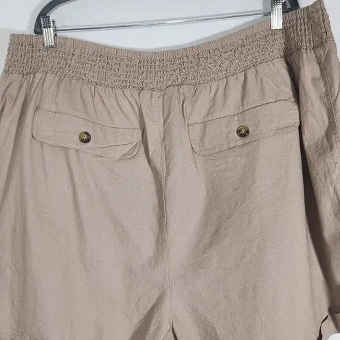 Democracy Light Brown High-Rise Linen Pull-On Shorts NWT Size 3X