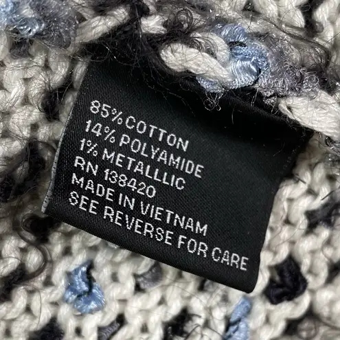 Carlisle Cardigan Sweater Womens Large Open Knit Duster White blue black boho