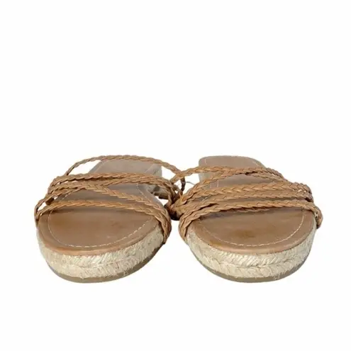 Madewell New  The Kathryn Espadrille Slide Sandal Tan Leather Women’s Size 6.5