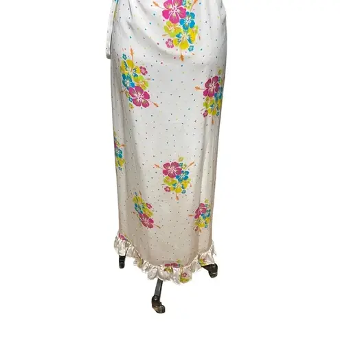 All Things Mochi Melanie Maxi Dress Wrap Floral Polka Dot Ruffle White Size XS