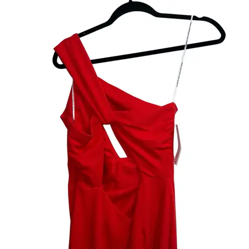Katie May NEW NWT X REVOLVE Edgy One Shoulder Maxi Gown In Cherry Red
