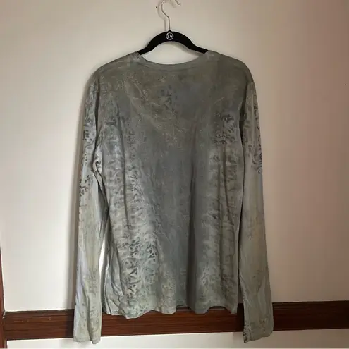 Marika Charles Y2K Fitted Grey Long Sleeve Graphic Tee Supima Cotton Silver Size 4