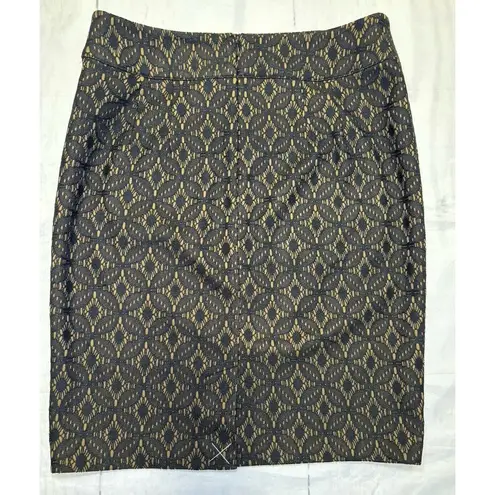 Loft  Womens Size 4 Multicolor Black Tan Pencil Skirt (rr)