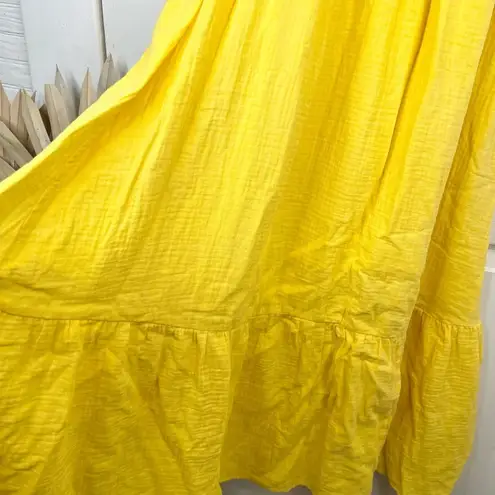 Caslon Women's Yellow Midi Tie Strap Dress Size M Sleeveless 100% Cotton Smocked