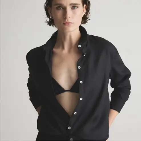 Quince NWT Black 100% European Linen Long Sleeve Button Up Shirt Sz Small