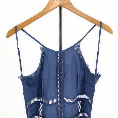 NBD  x Revolve Alijah Blue Floral Lace Halter Open Back Romper NWT size XL